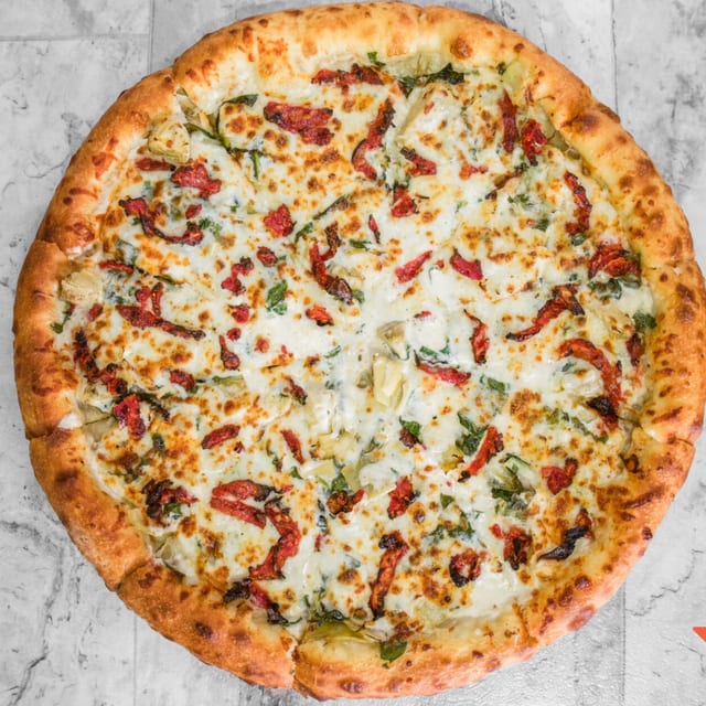 Creamy Artichoke Pizza.