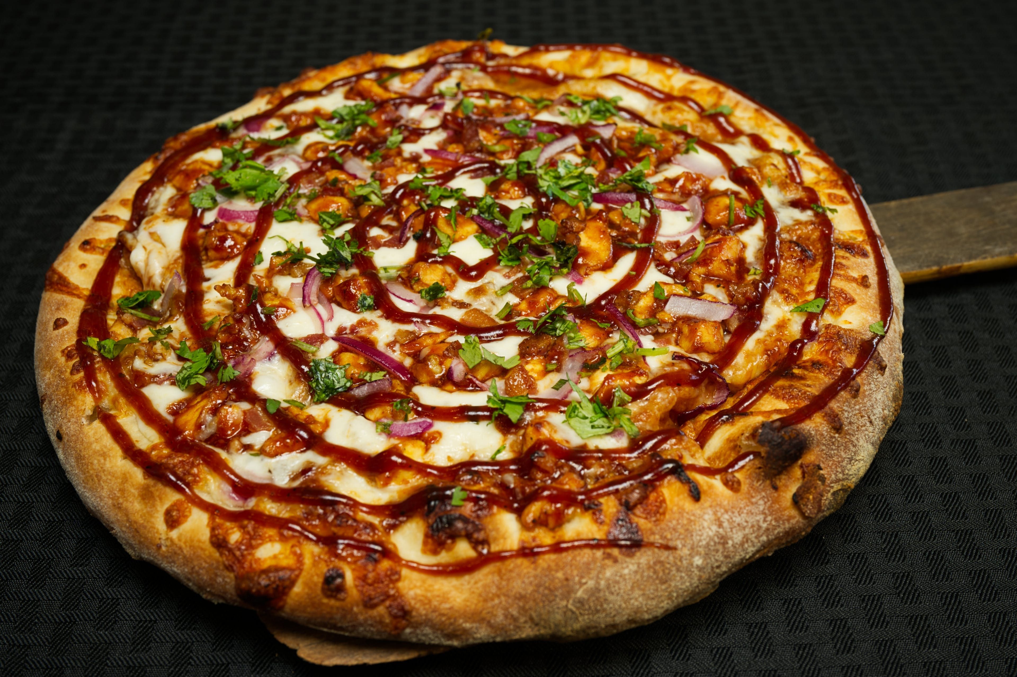 BBQ Chicken & Bacon Pizza.